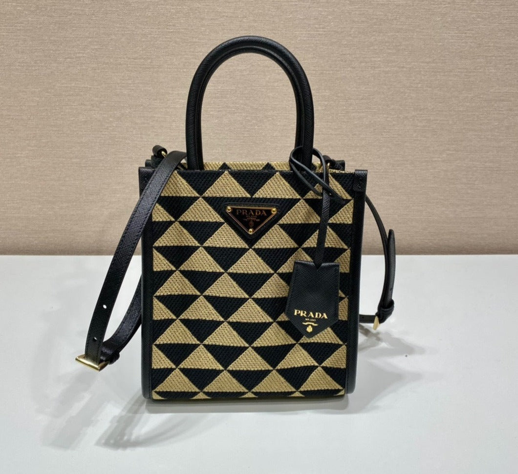 Prada Symbole embroidered fabric mini bag