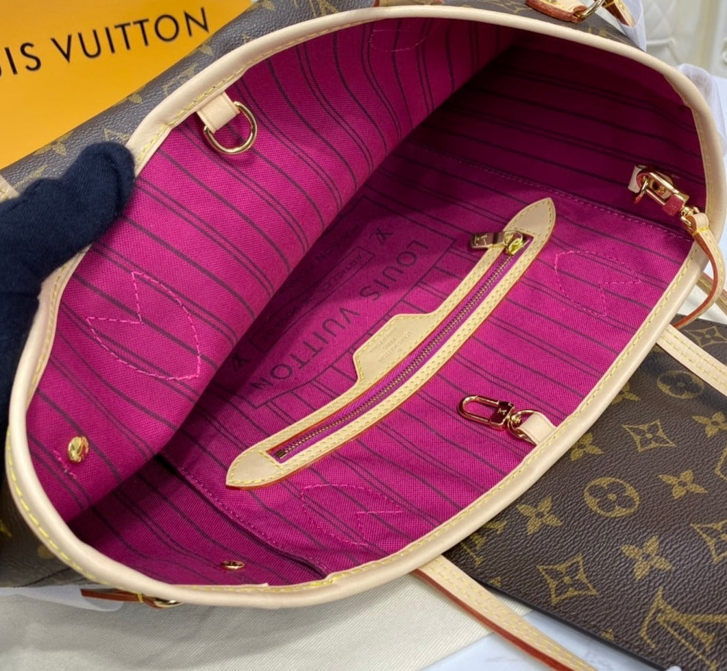 Louis Vuitton Neverfull Monogram,Ebene,Azur leather