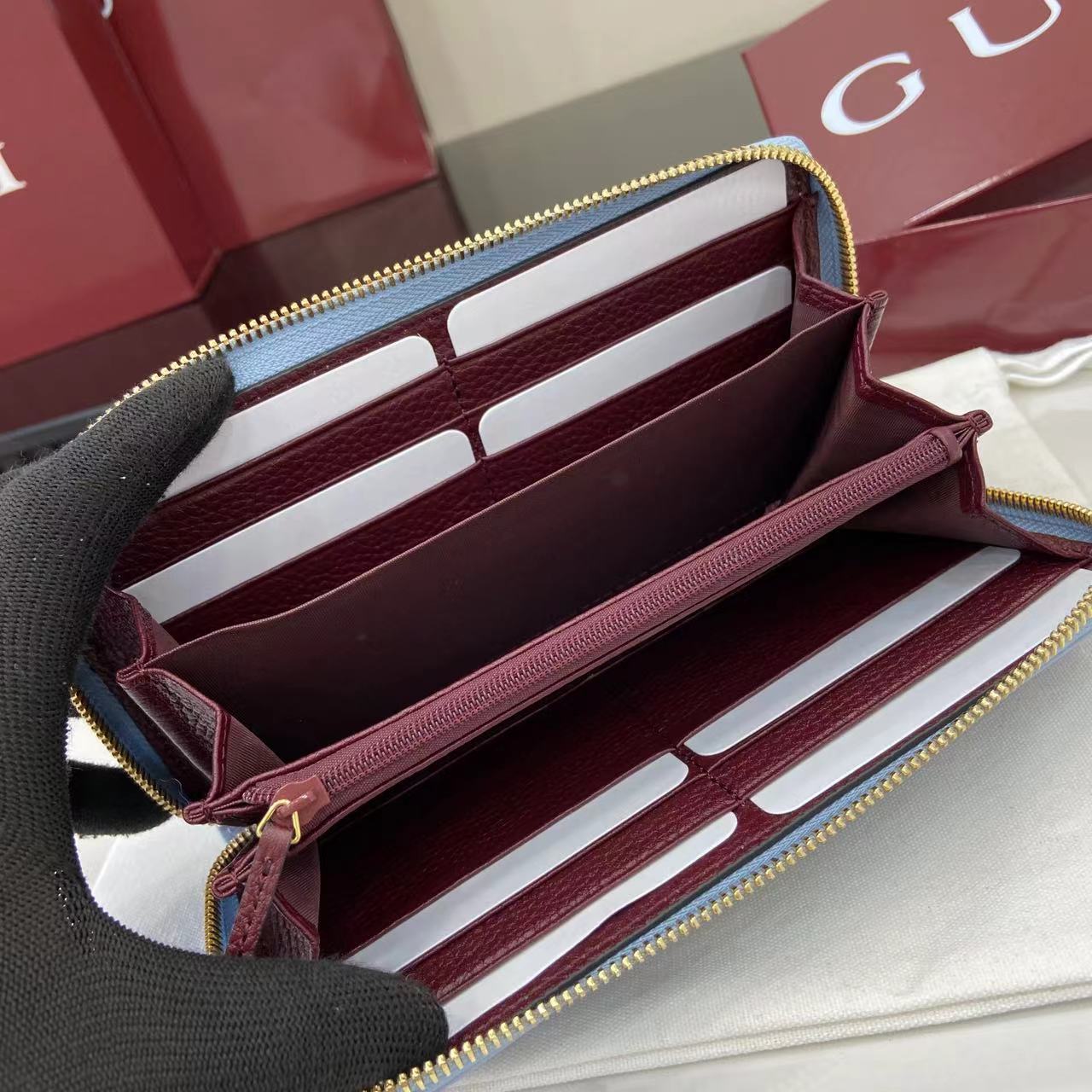 Gucci Bi-color GG Marmont zip around wallet