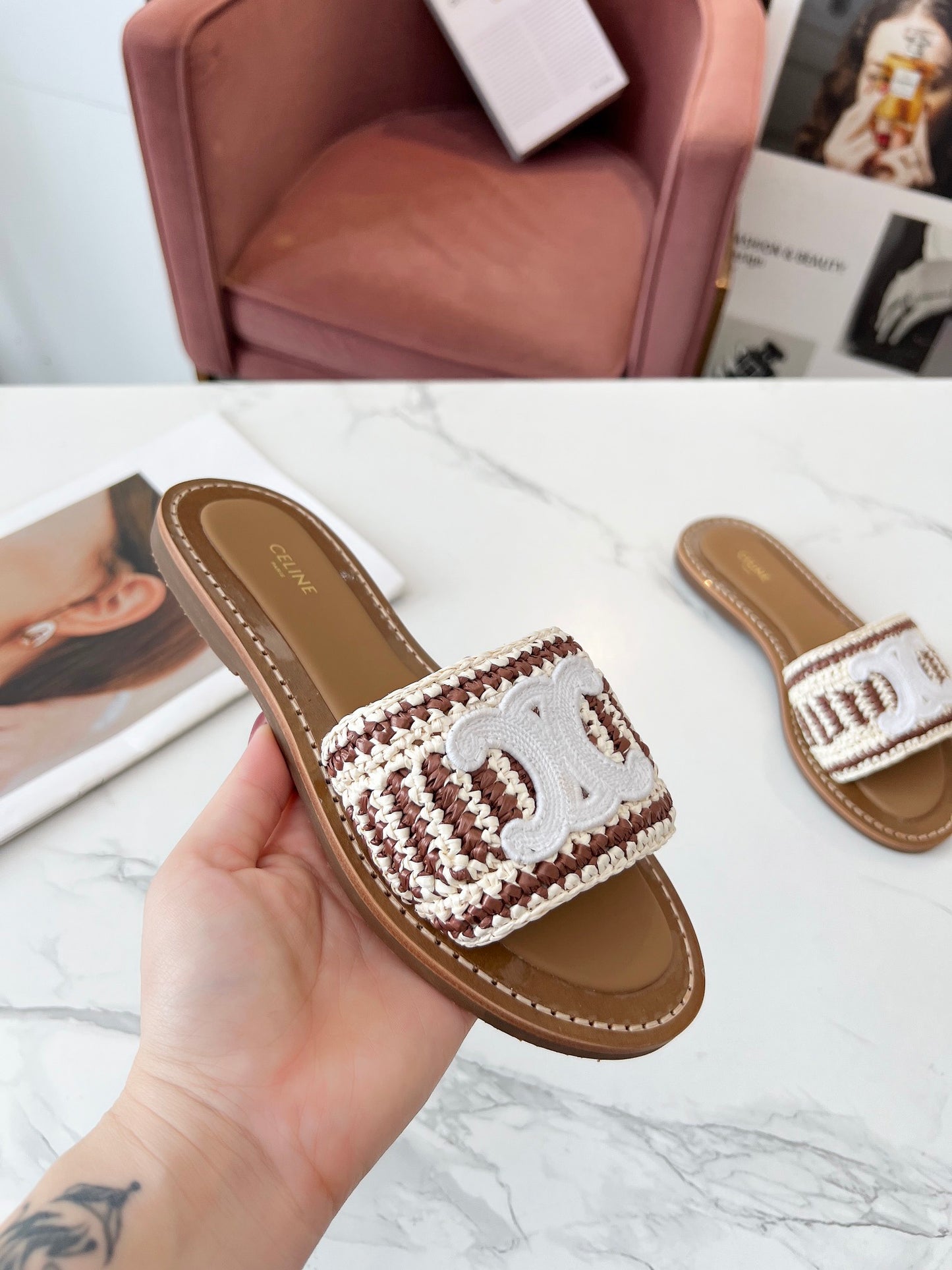 Celine Straw Slides
