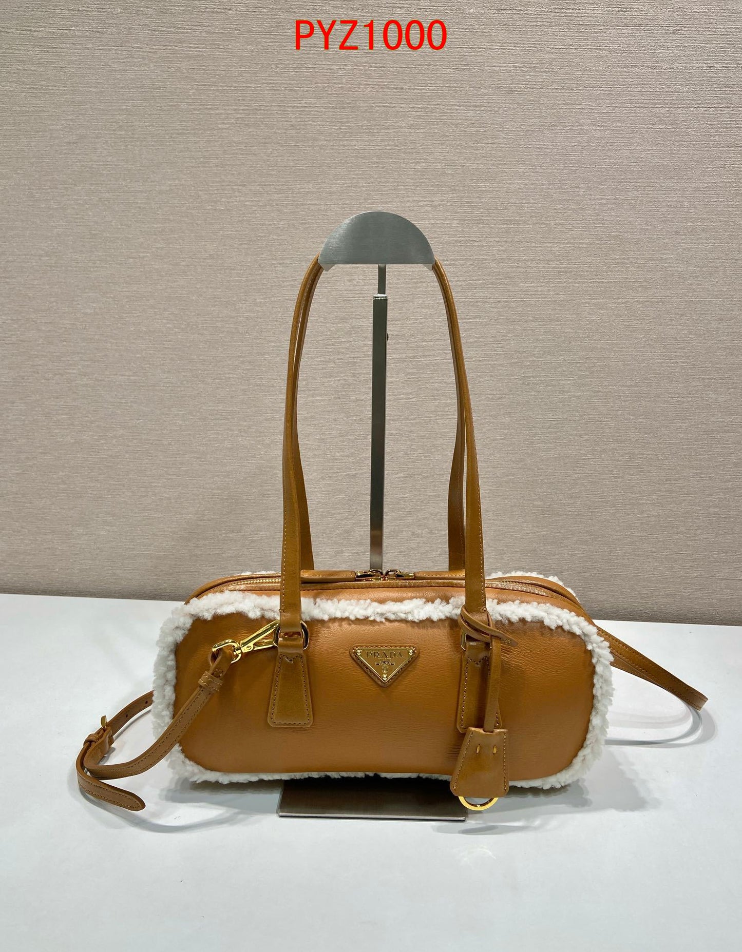 Prada Medium shearling leather tote bag