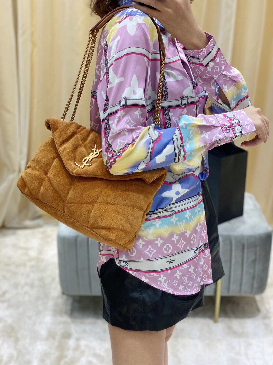 YSL Loulou Puffer Suede