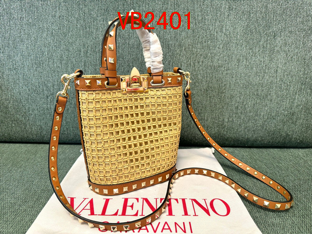 Valentino Rockstud Raffia bag