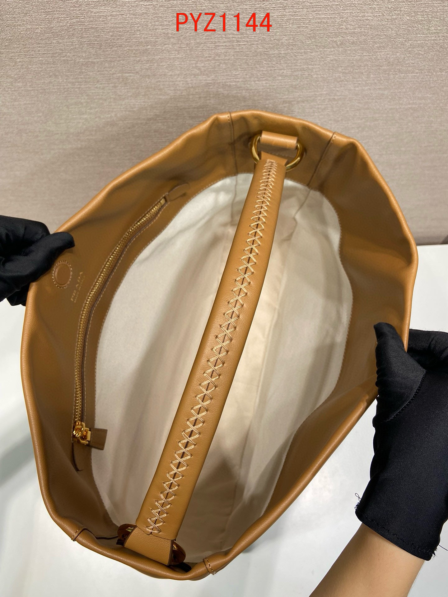Prada Caramel Large Leather Shoulder Bag