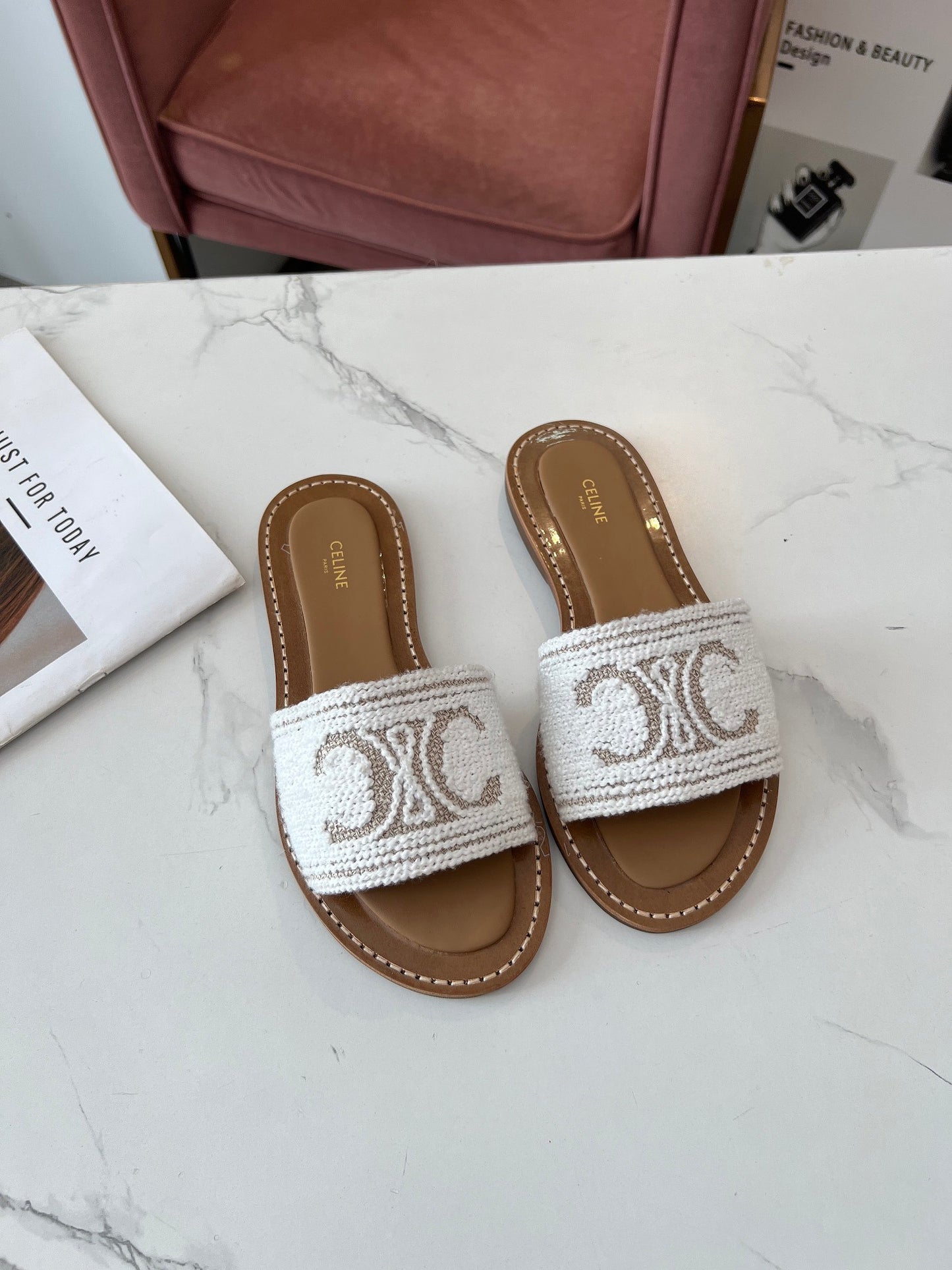 Celine Straw Slides