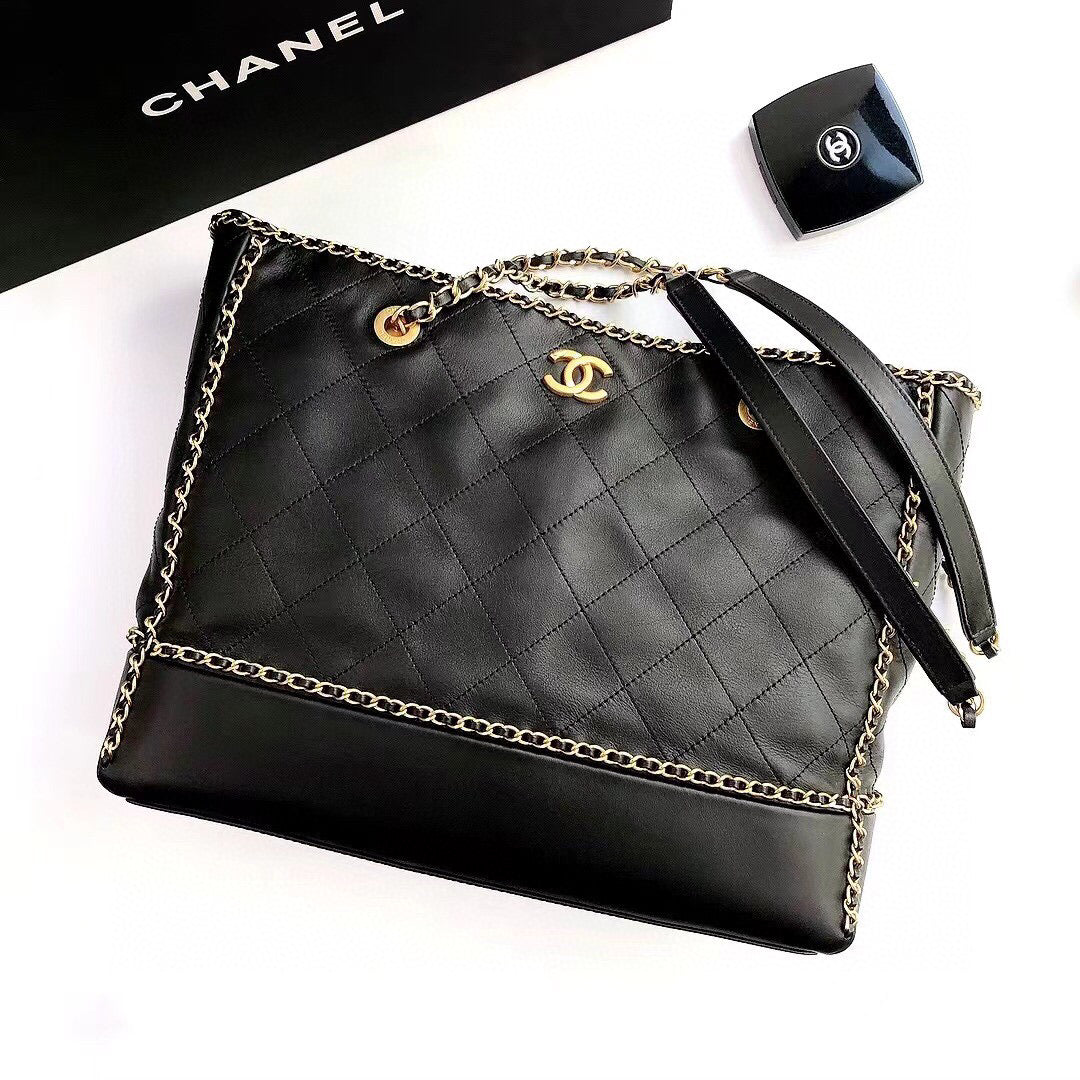 Chanel Leather Chain Tote Bag