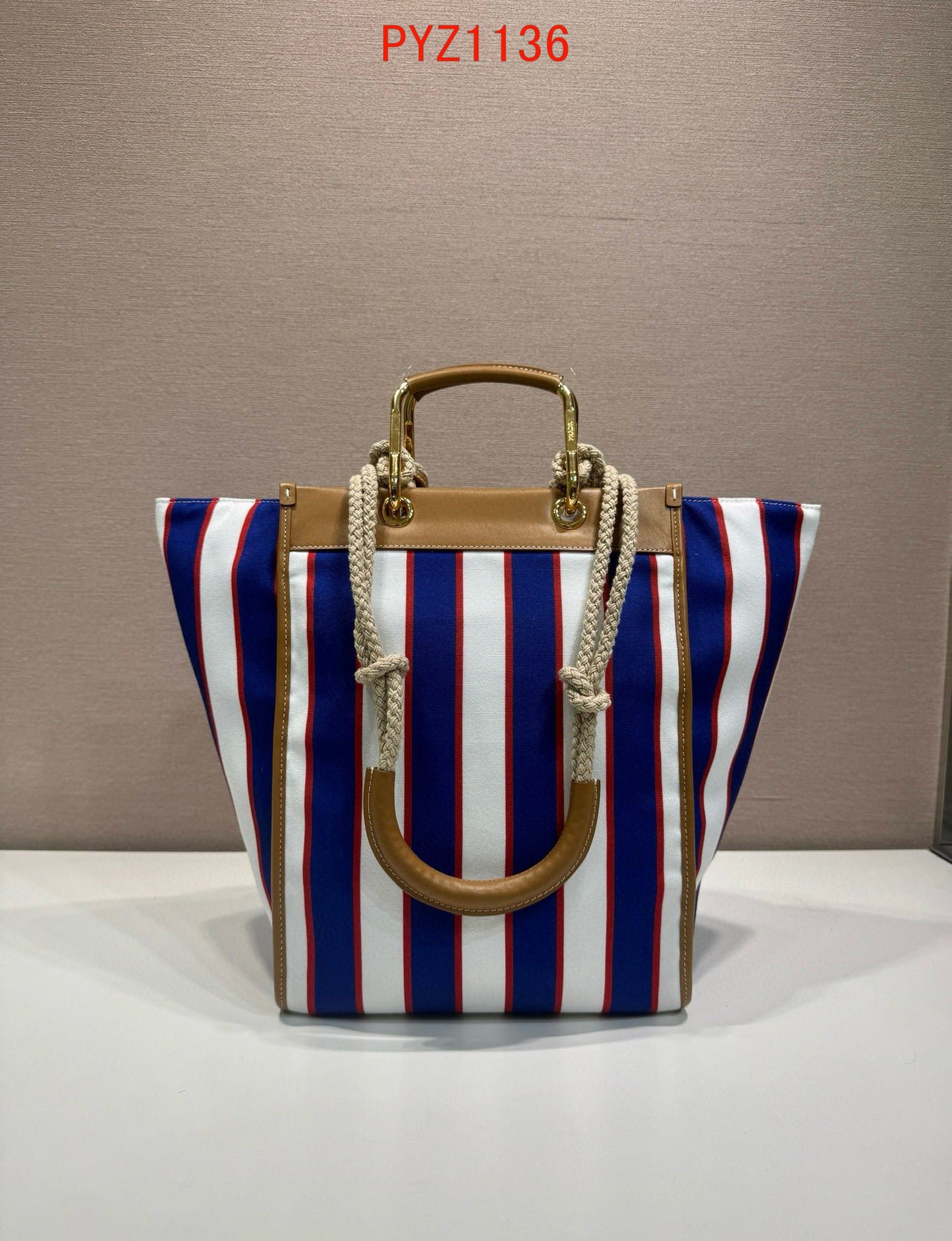 Prada Large printed canvas and leather tote bag