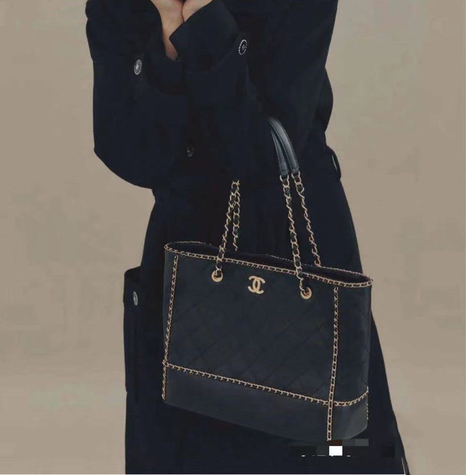 Chanel Leather Chain Tote Bag