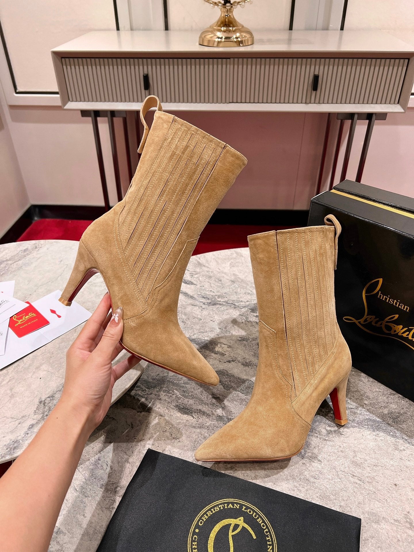 Christian Louboutin Heels Short Suede boots
