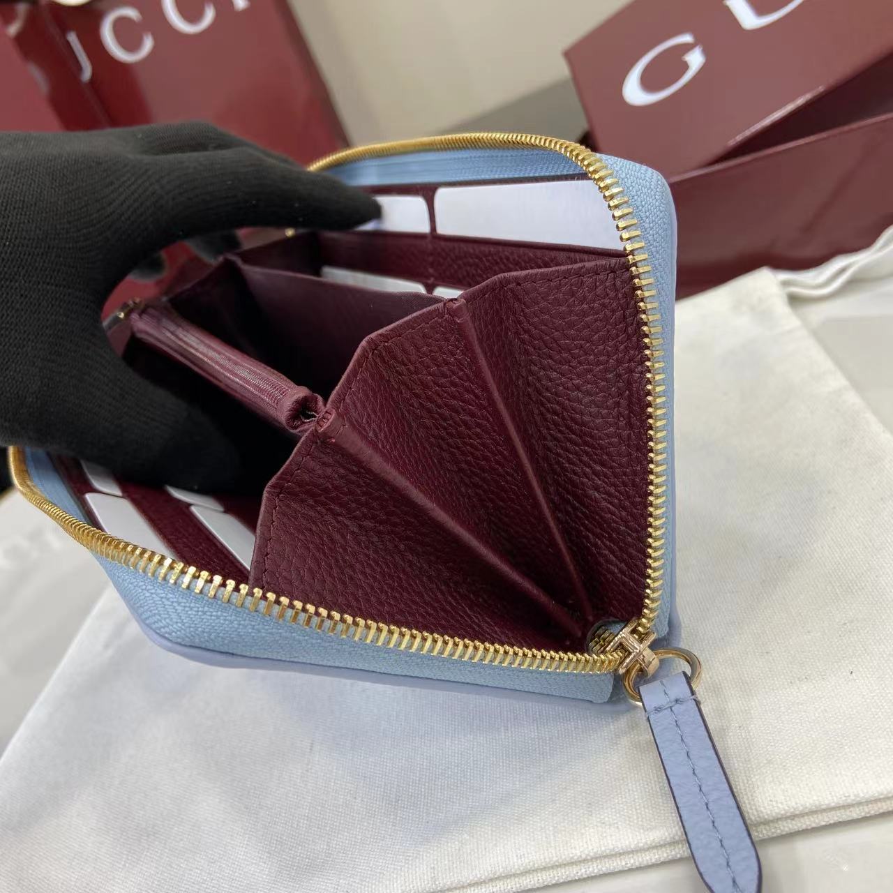 Gucci Bi-color GG Marmont zip around wallet