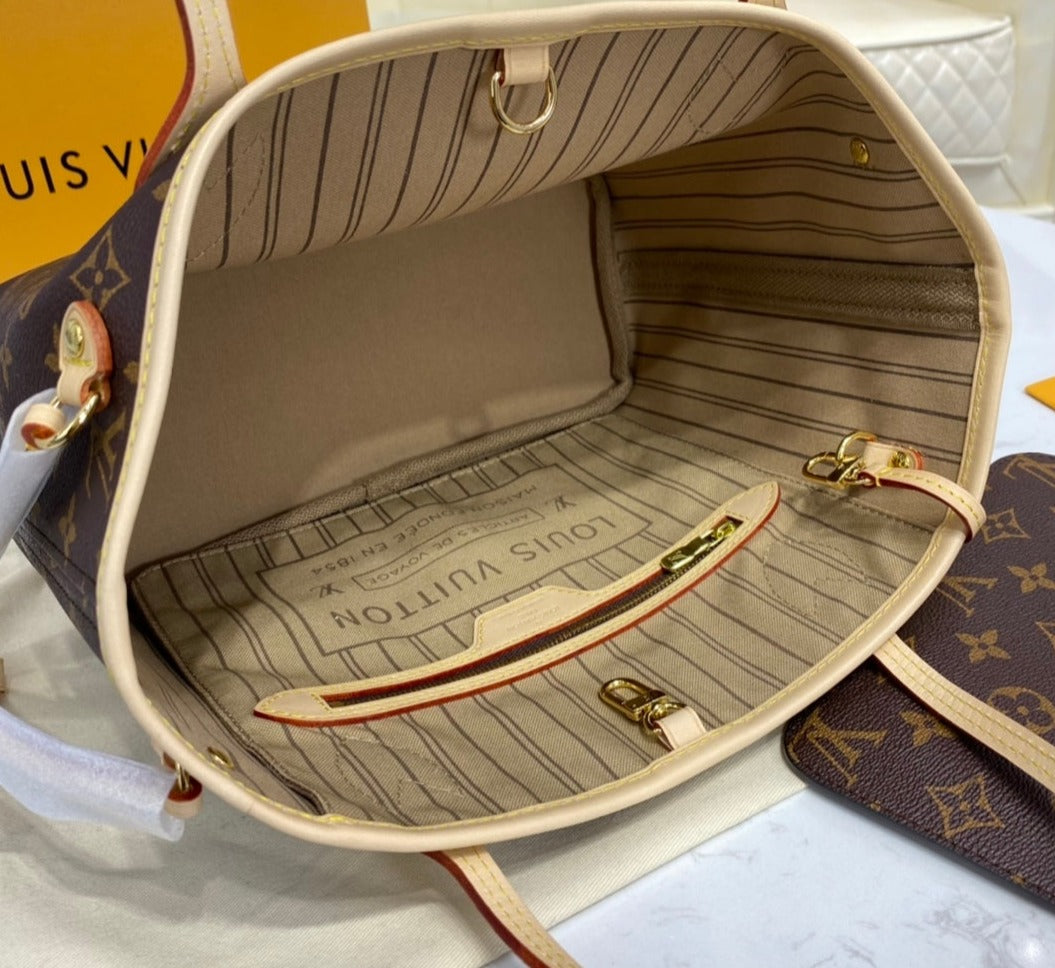 Louis Vuitton Neverfull Monogram,Ebene,Azur leather