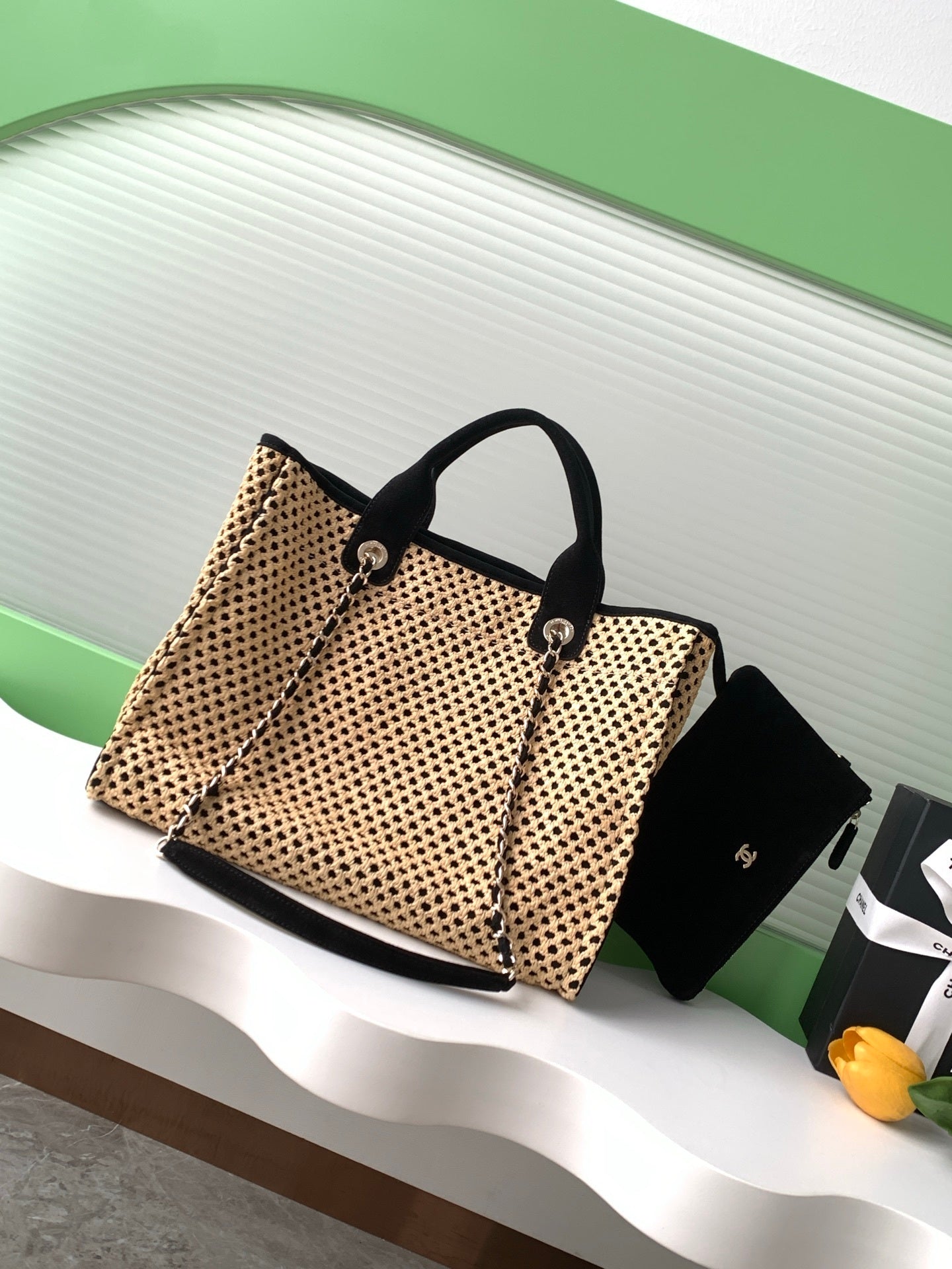 Chanel Straw Deauville 34 and 38 tote bag