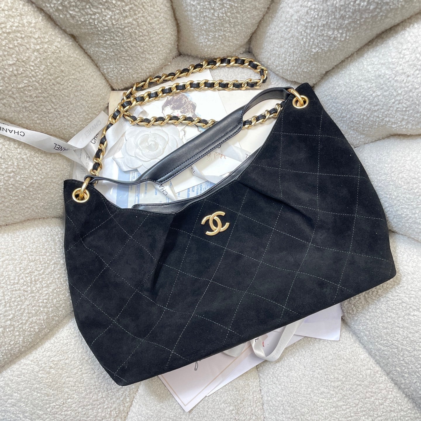 Chanel Suede Tote bag with chain