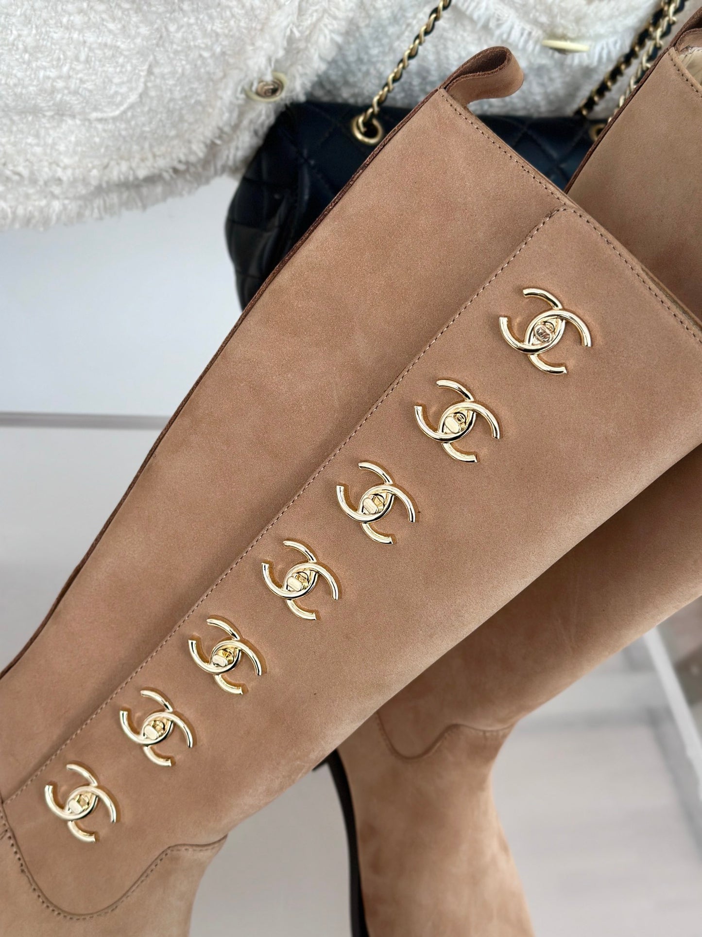 Chanel High Suede Boots