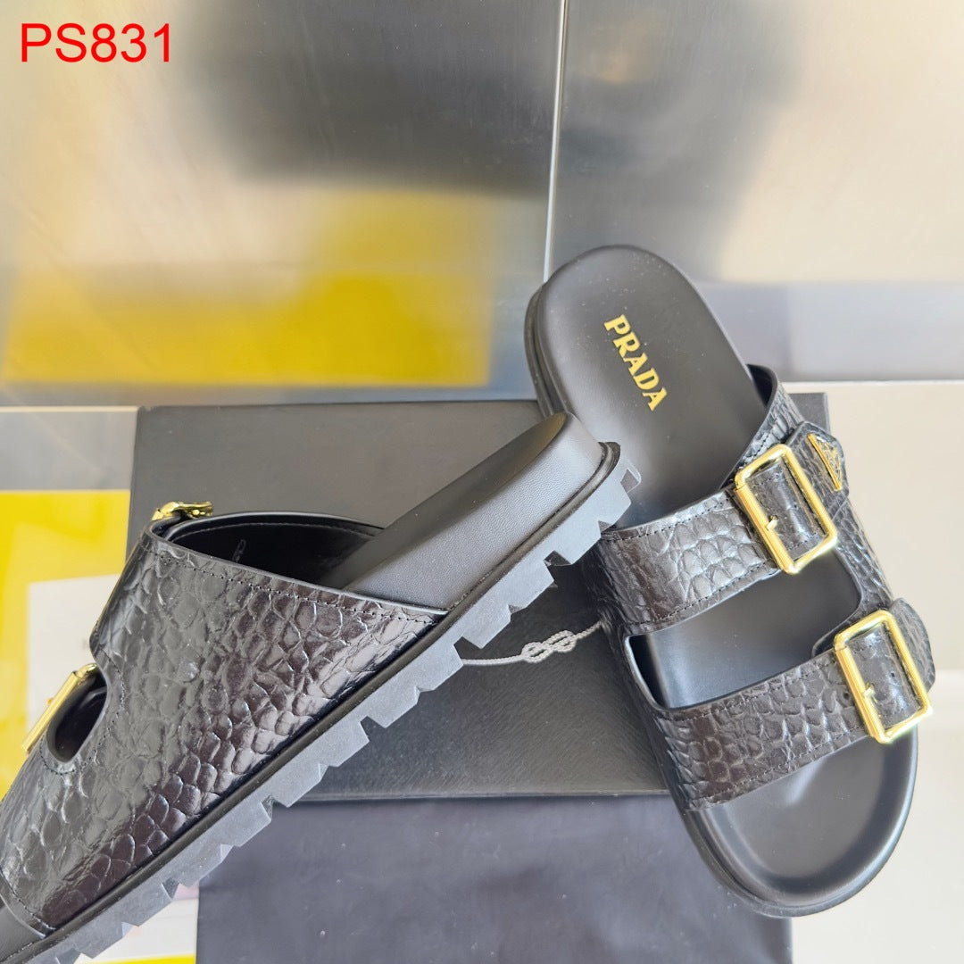 Prada Men Crocodile leather Slides
