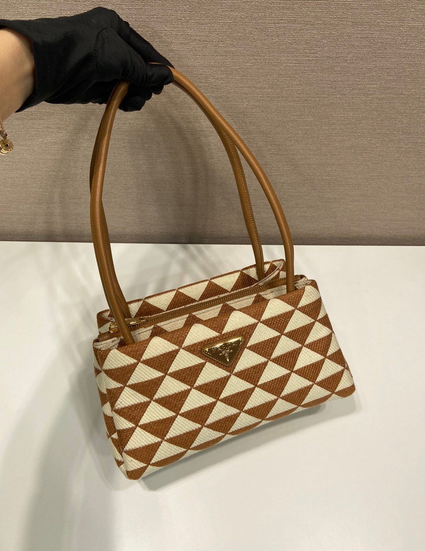 Prada Symbole Small embroidered fabric bag