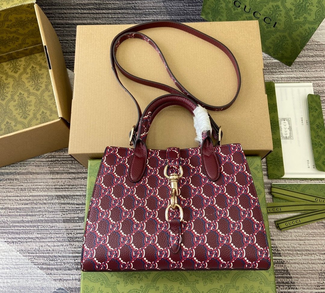 Gucci SMALL TOTE BAG WITH Rosso Ancora leather
