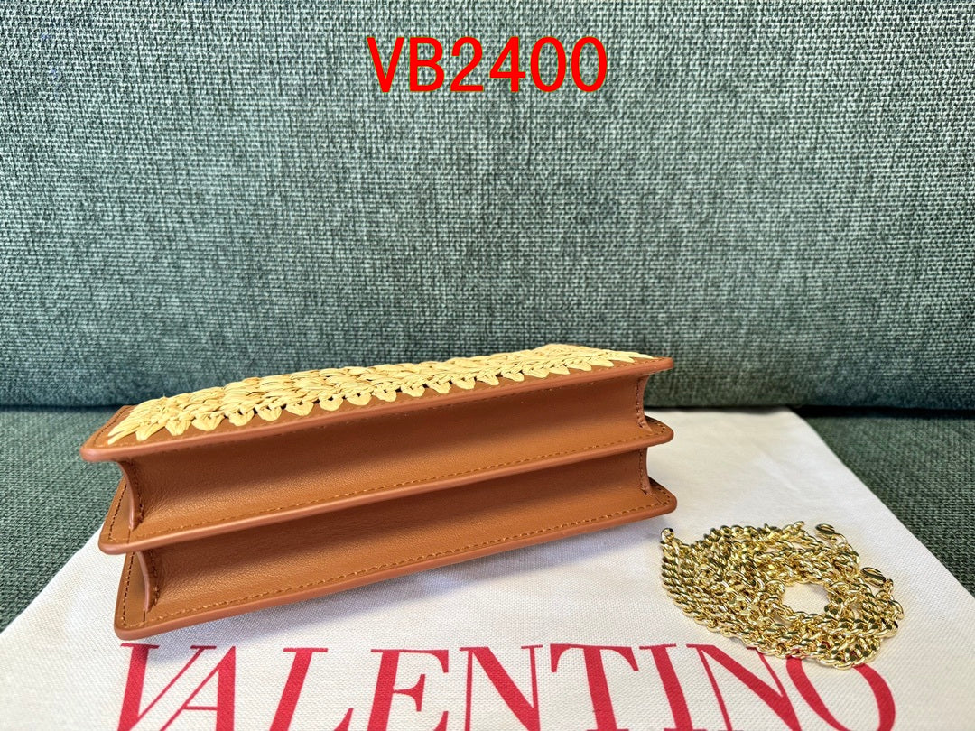 Valentino Raffia Wallet Chain Bag