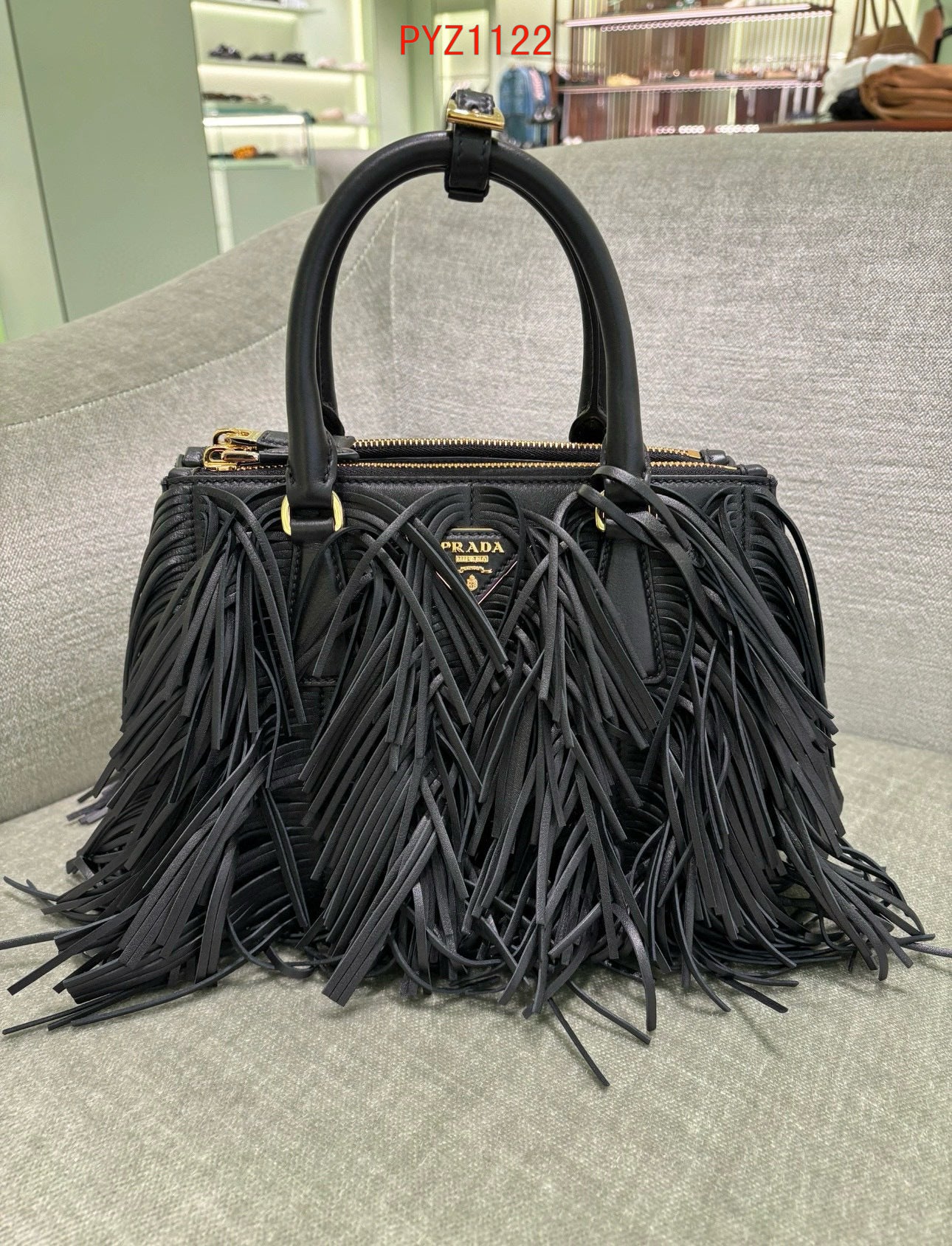 Prada Galleria small leather bag with fringe