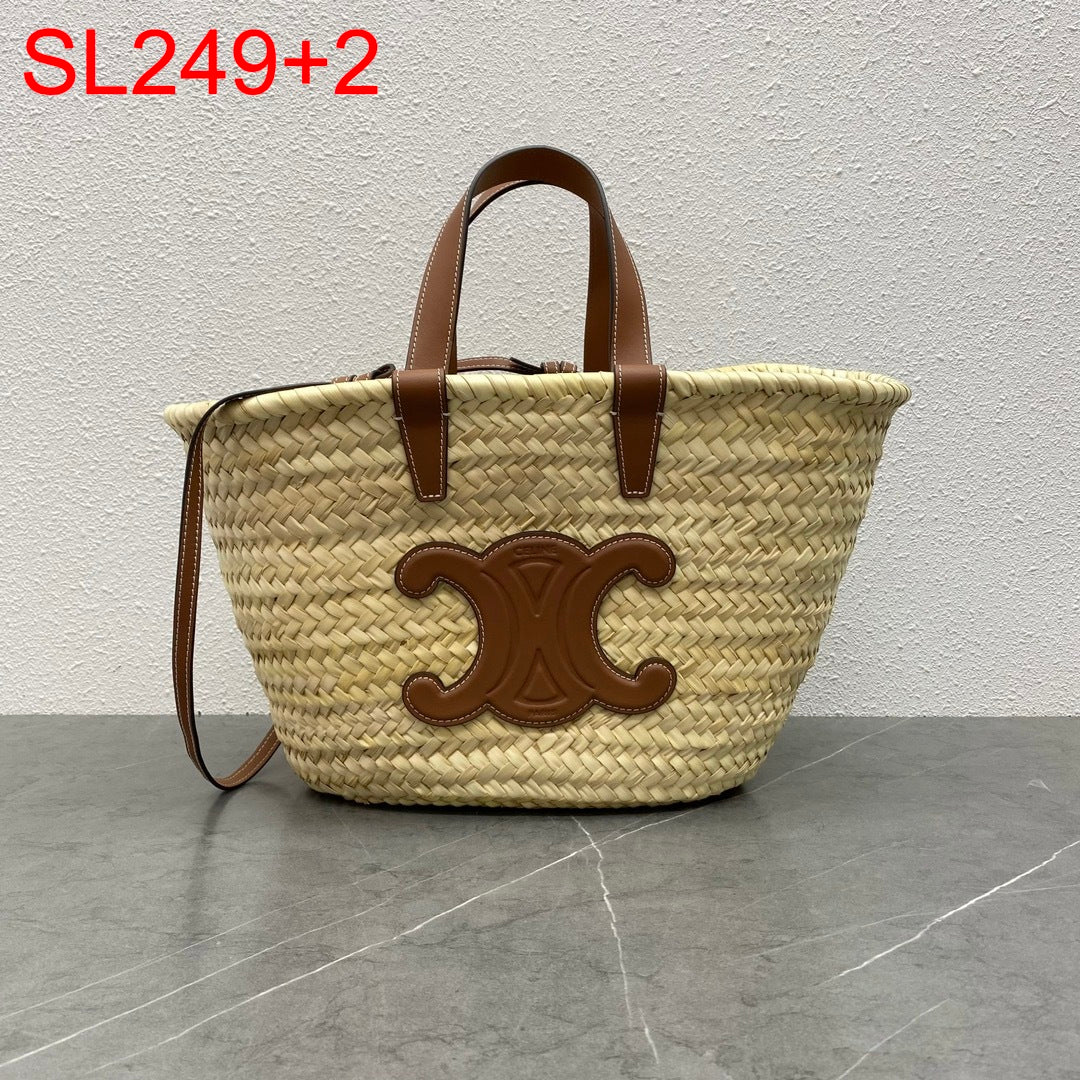 Celine Small Straw Triomphe bag
