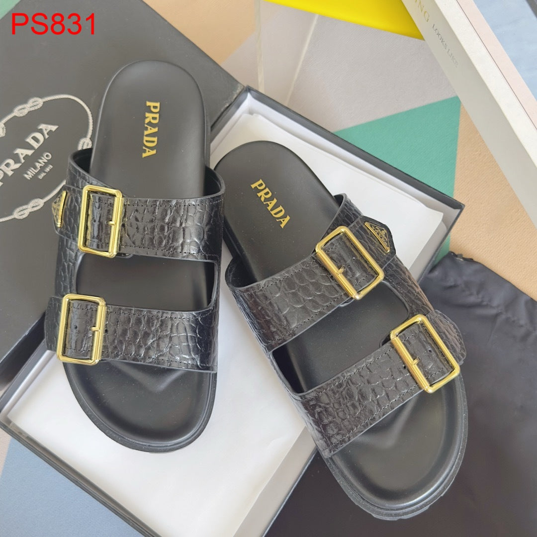 Prada Men Crocodile leather Slides