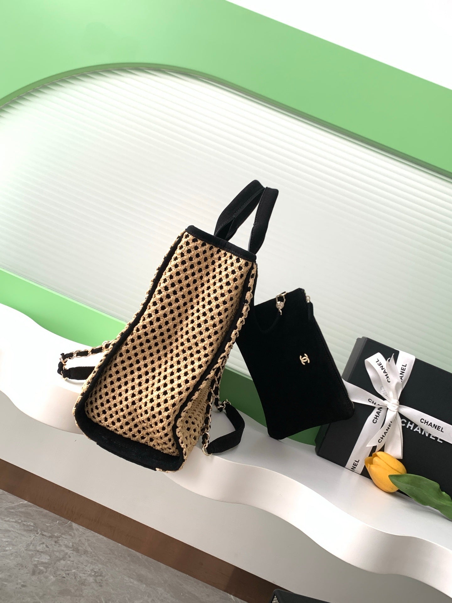 Chanel Straw Deauville 34 and 38 tote bag