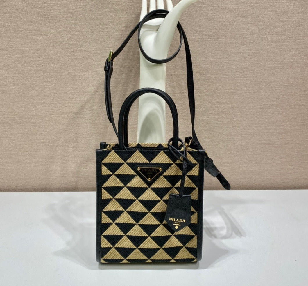 Prada Symbole embroidered fabric mini bag