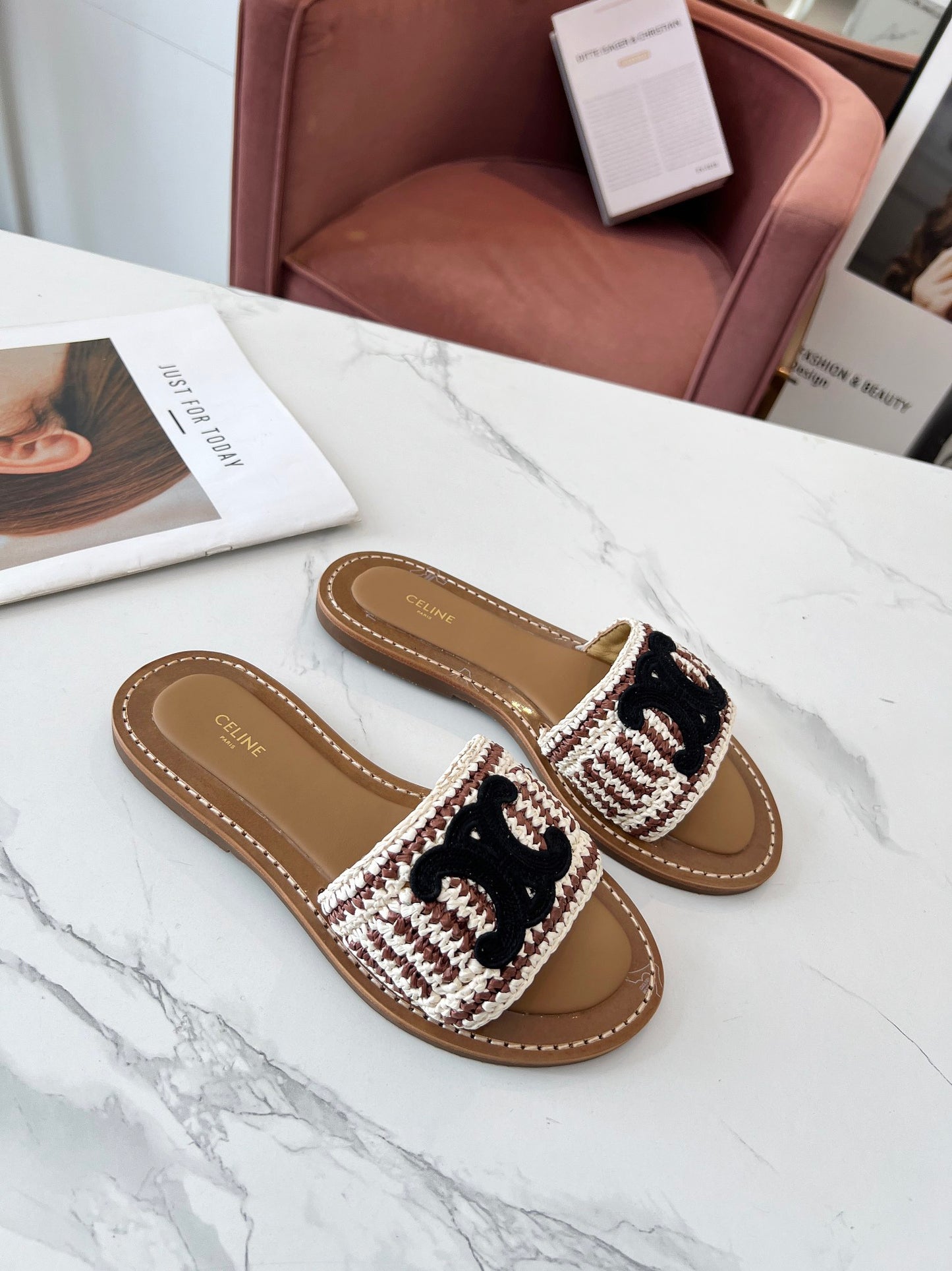 Celine Straw Slides