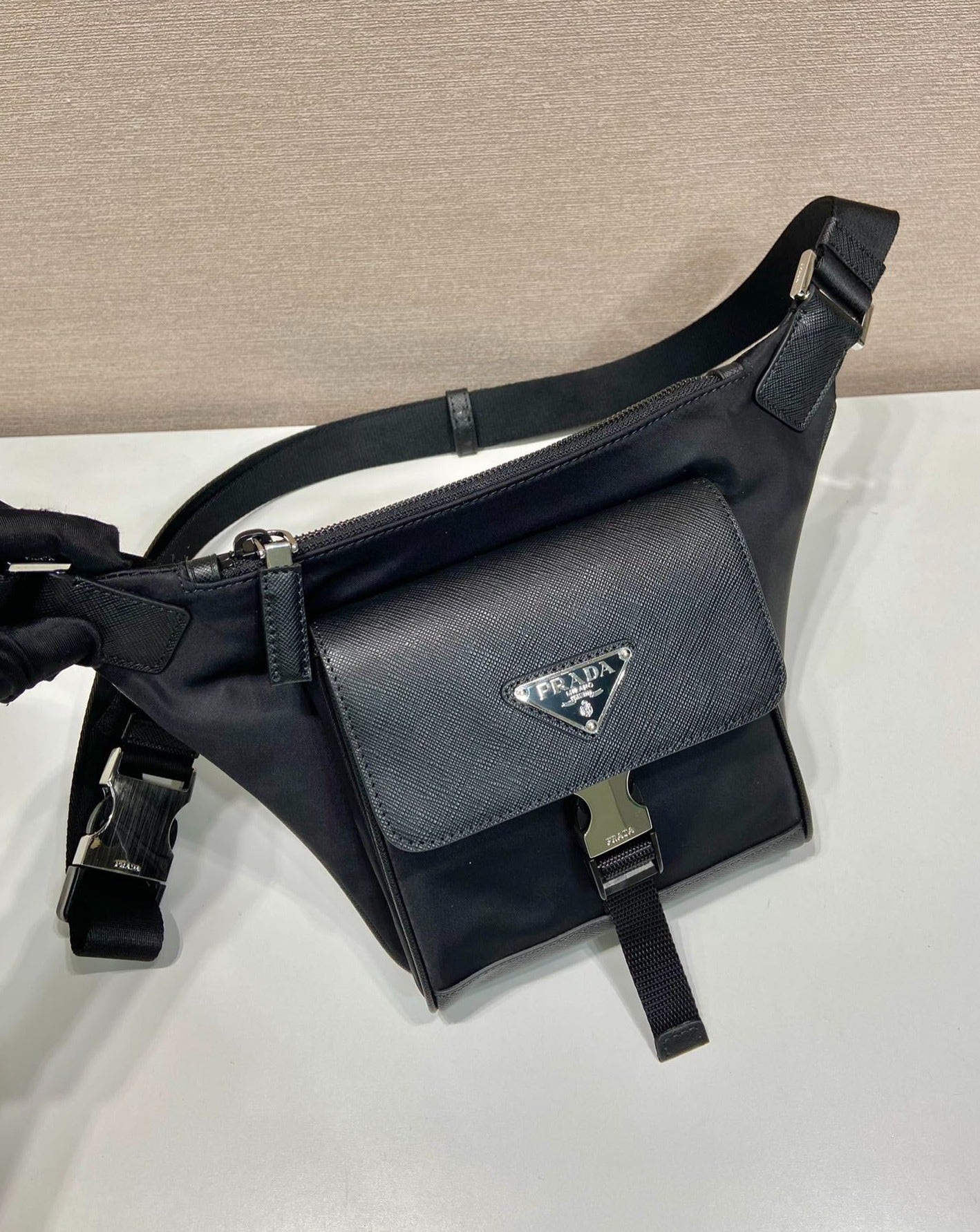 Prada Re-Nylon and Saffiano leather shoulder bag