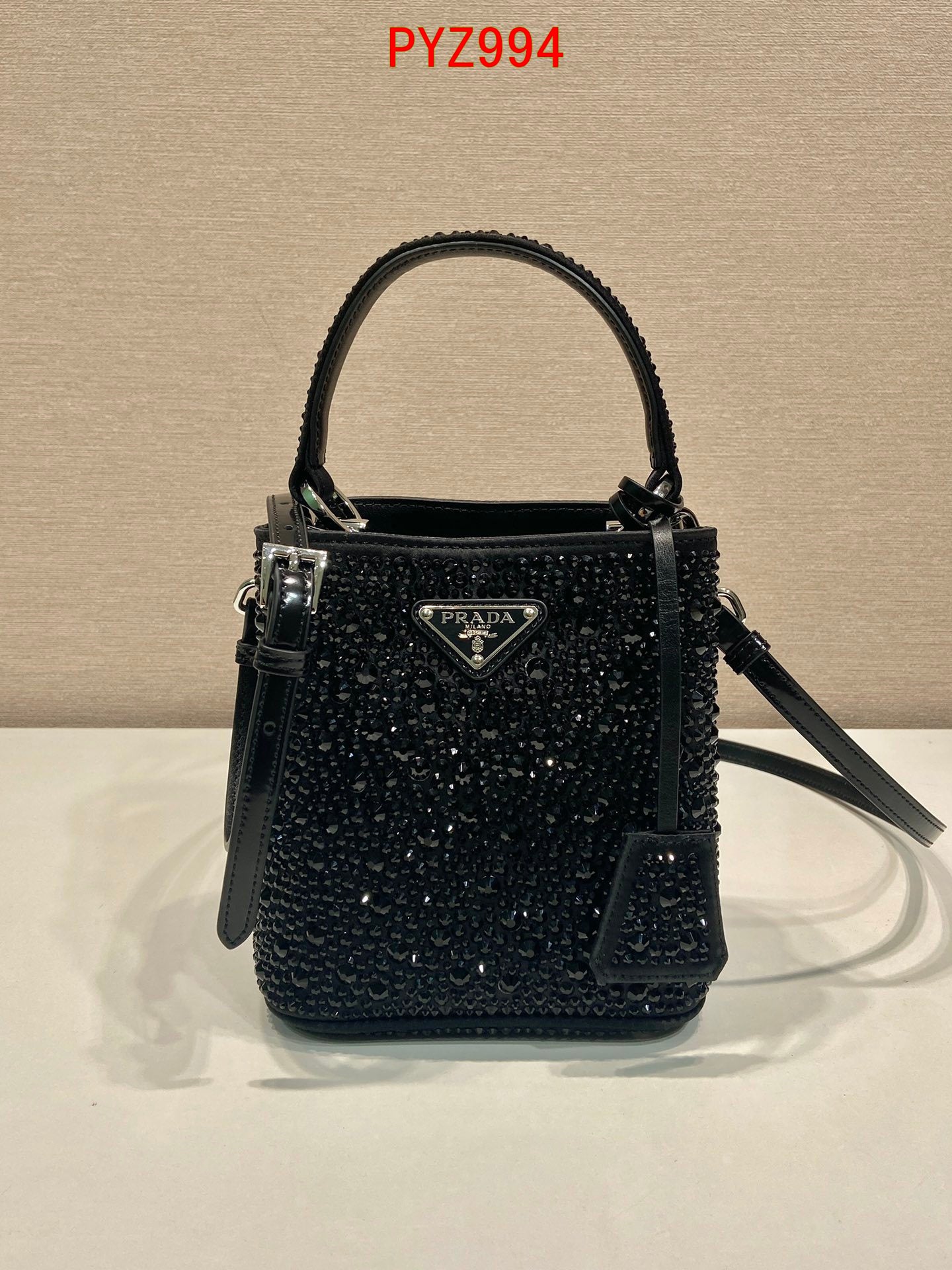 Prada Panier satin bag with crystals