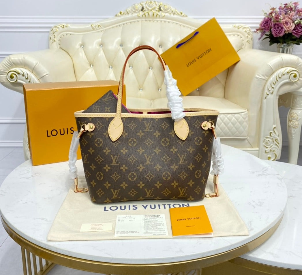 Louis Vuitton Neverfull Monogram,Ebene,Azur leather