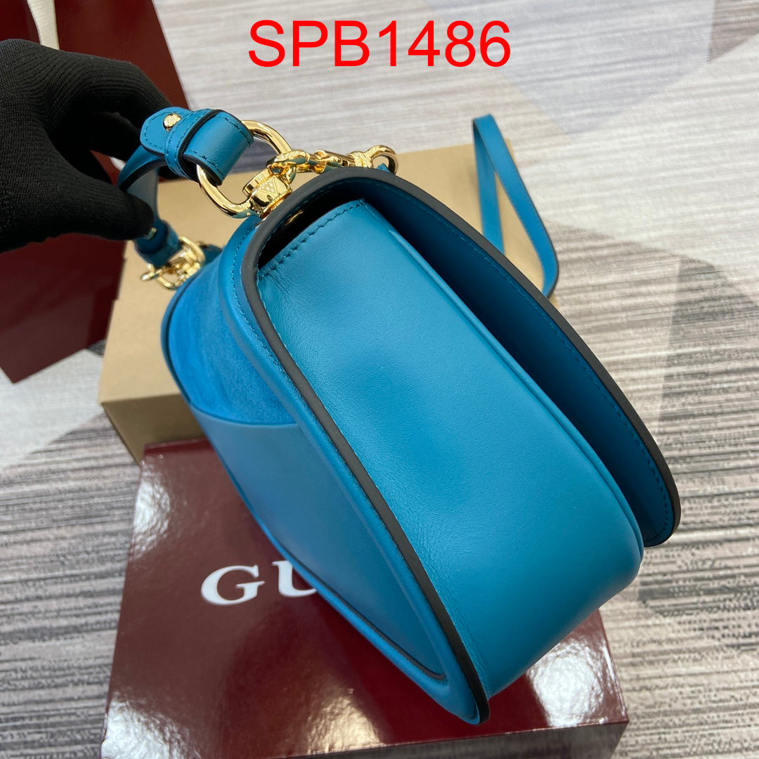 Gucci Blondie Medium Suede blue bag