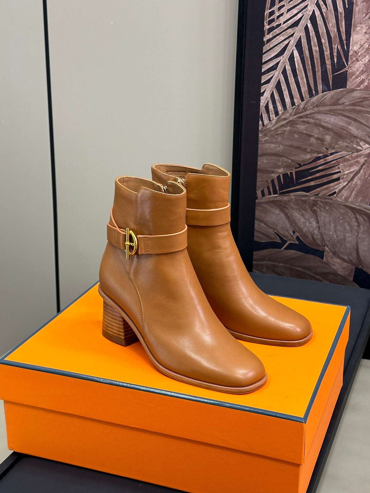 Hermes Heel Ankle Boots leather