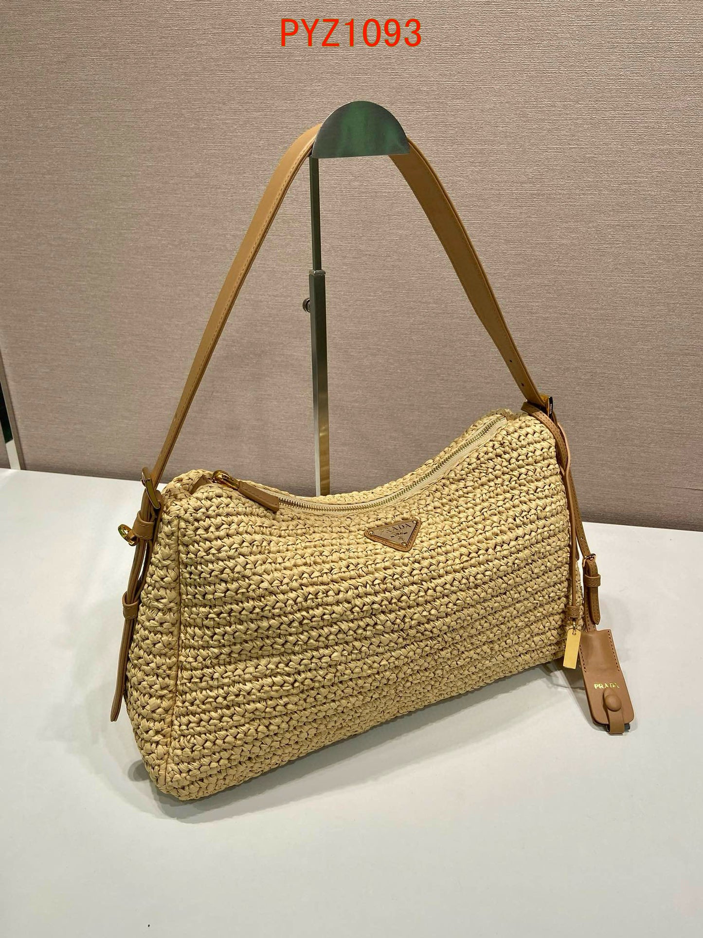 Prada Aimée large crochet and leather bag