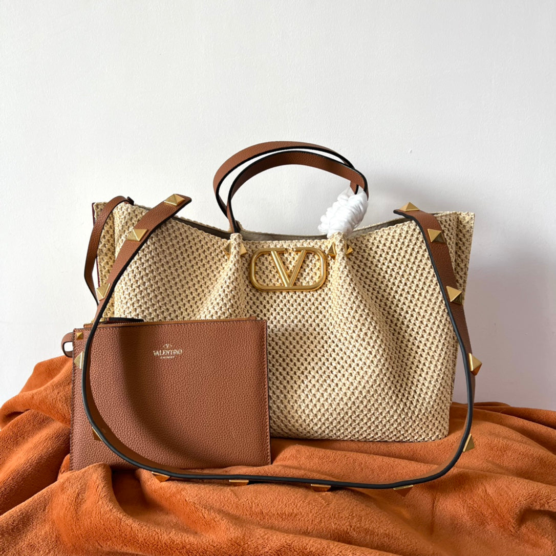 Valentino Summer woven tote bag