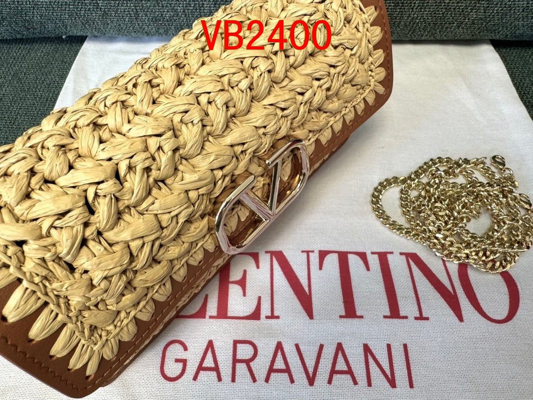 Valentino Raffia Wallet Chain Bag
