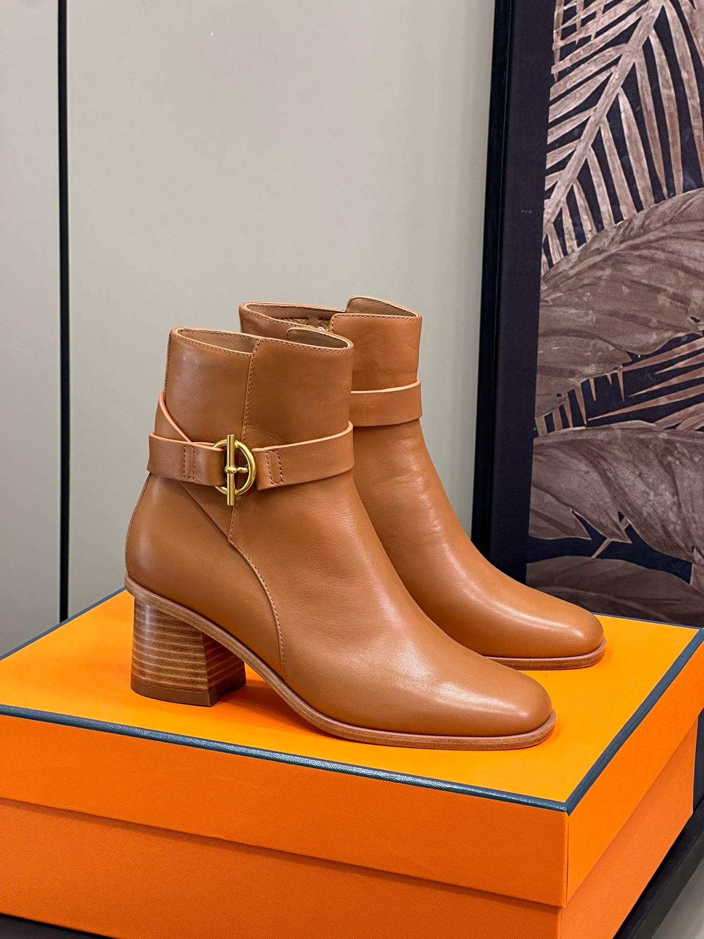 Hermes Heel Ankle Boots leather
