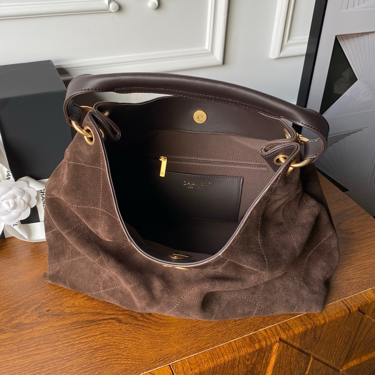 Chanel Medium Suede Hobo Clutch bag