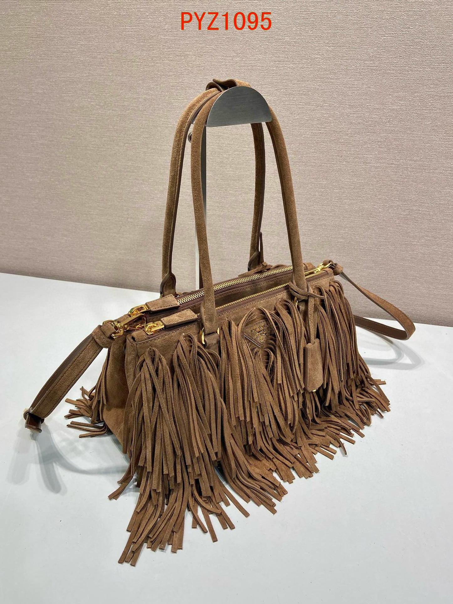 Prada Galleria medium suede bag with fringe