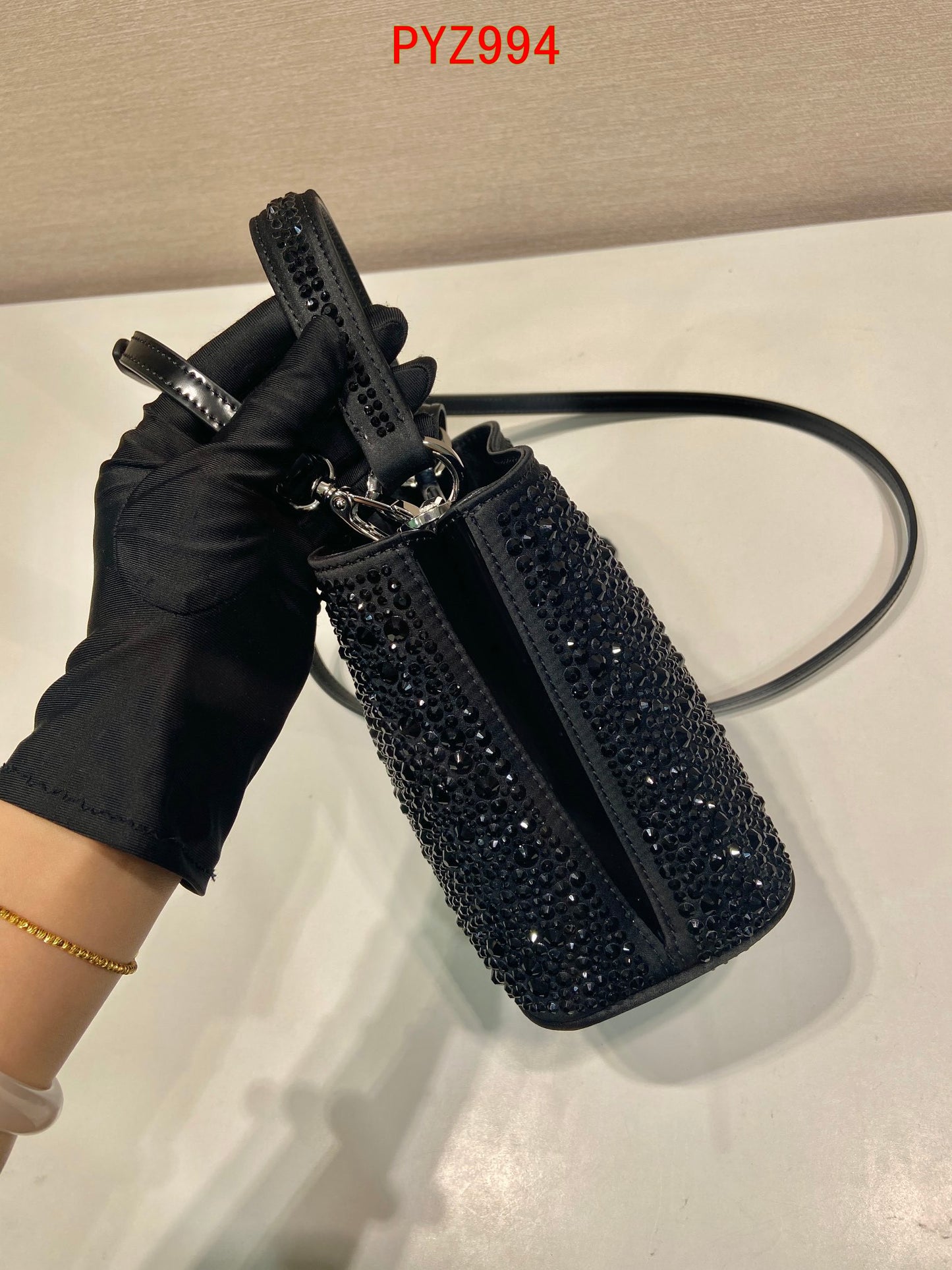 Prada Panier satin bag with crystals