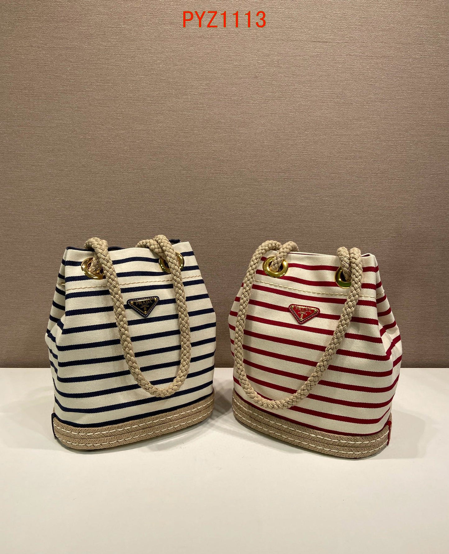 Prada Mariner small striped fabric bucket bag
