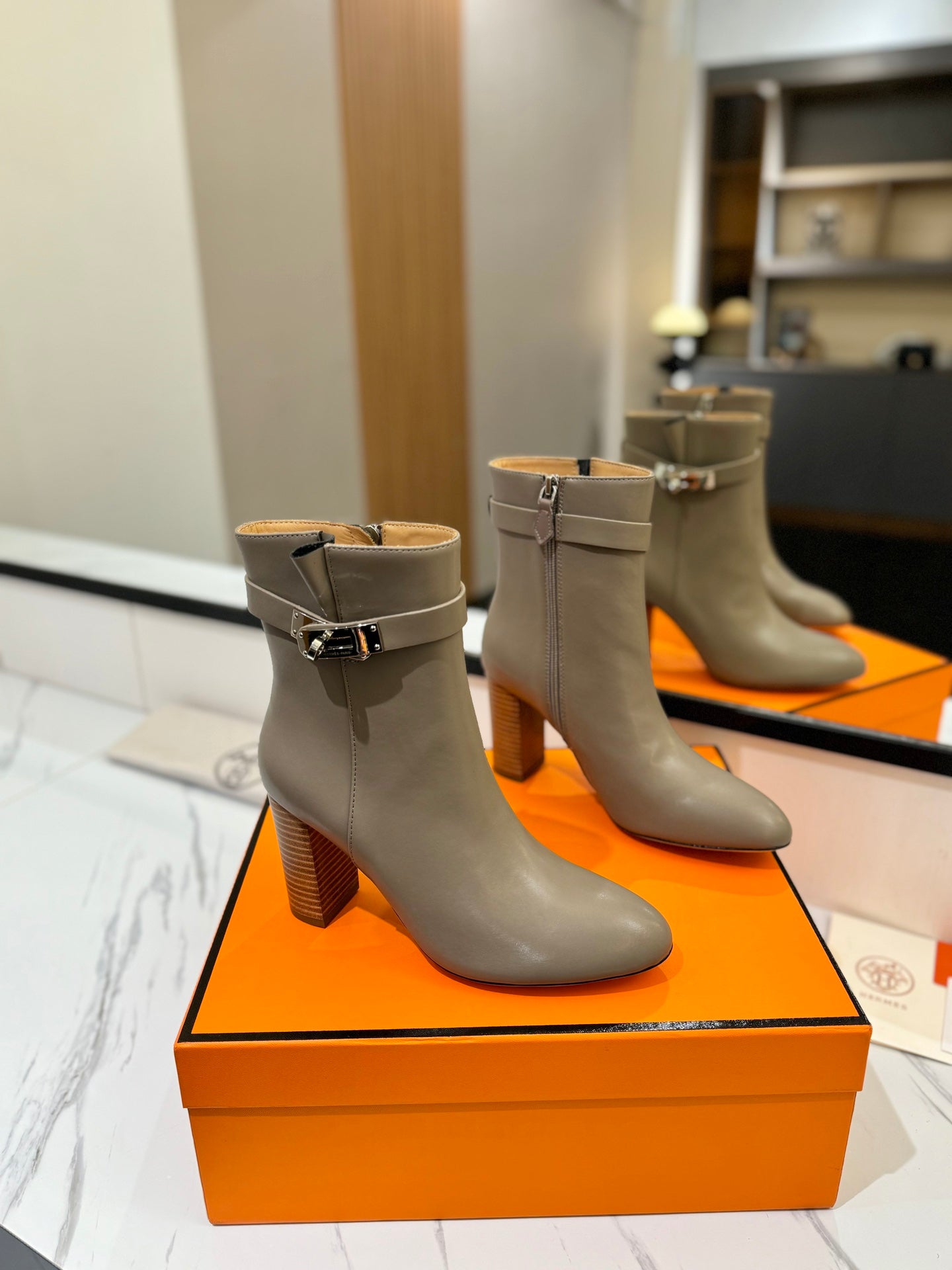 Hermes Ankle Heels Boots