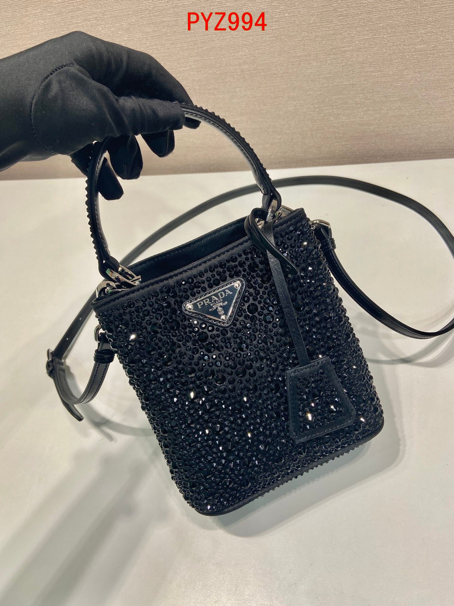 Prada Panier satin bag with crystals