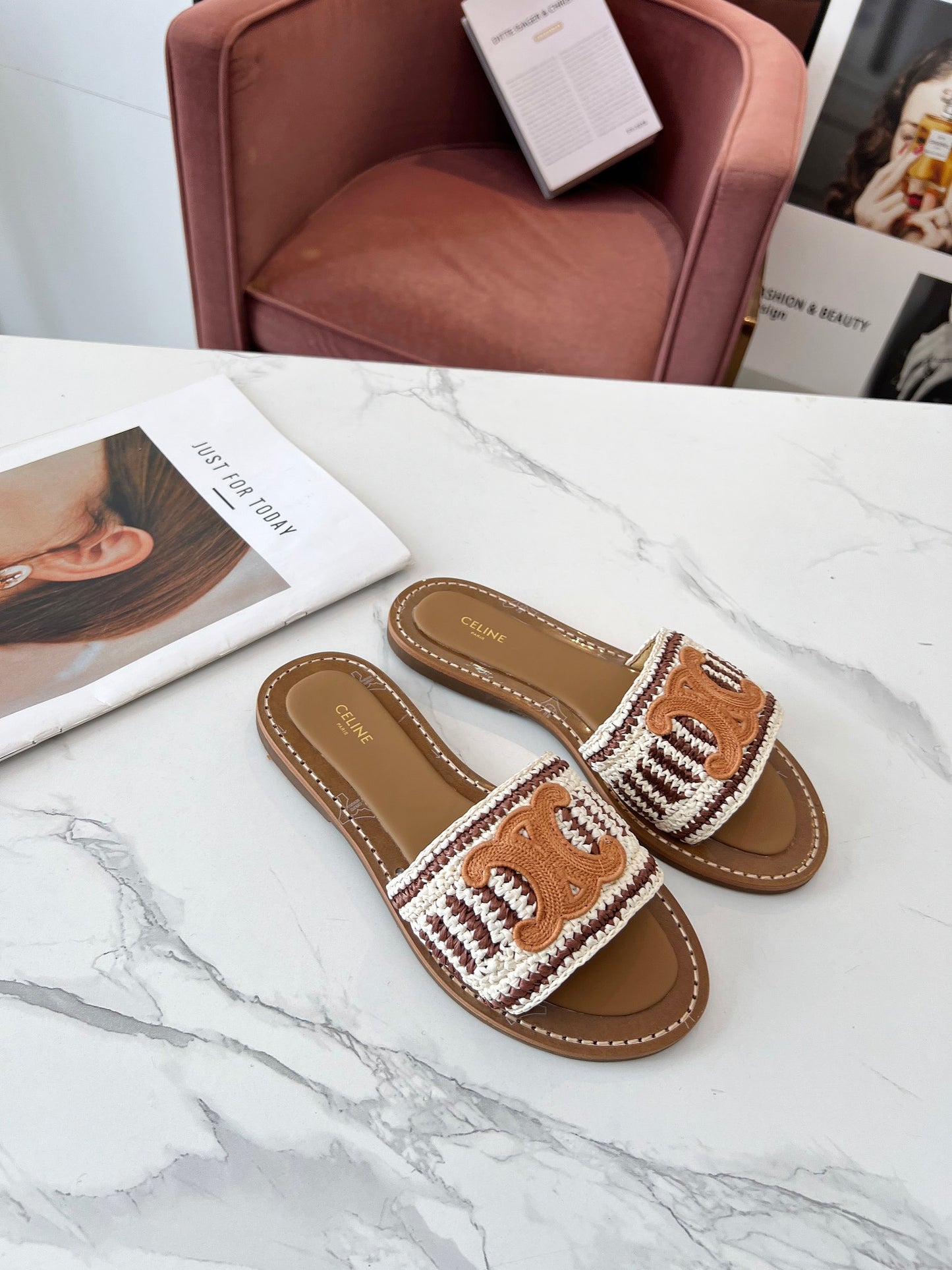 Celine Straw Slides