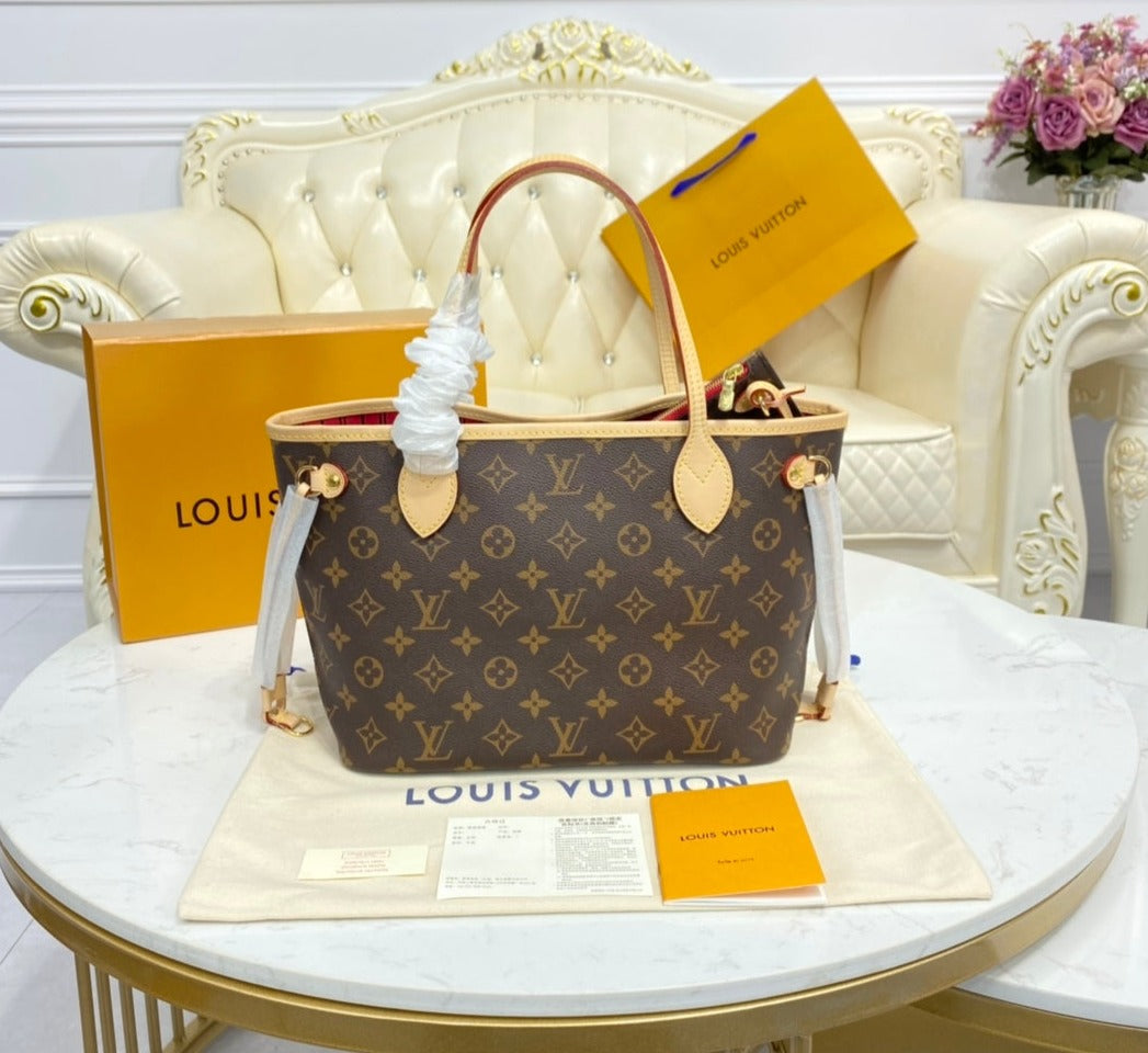 Louis Vuitton Neverfull Monogram,Ebene,Azur leather
