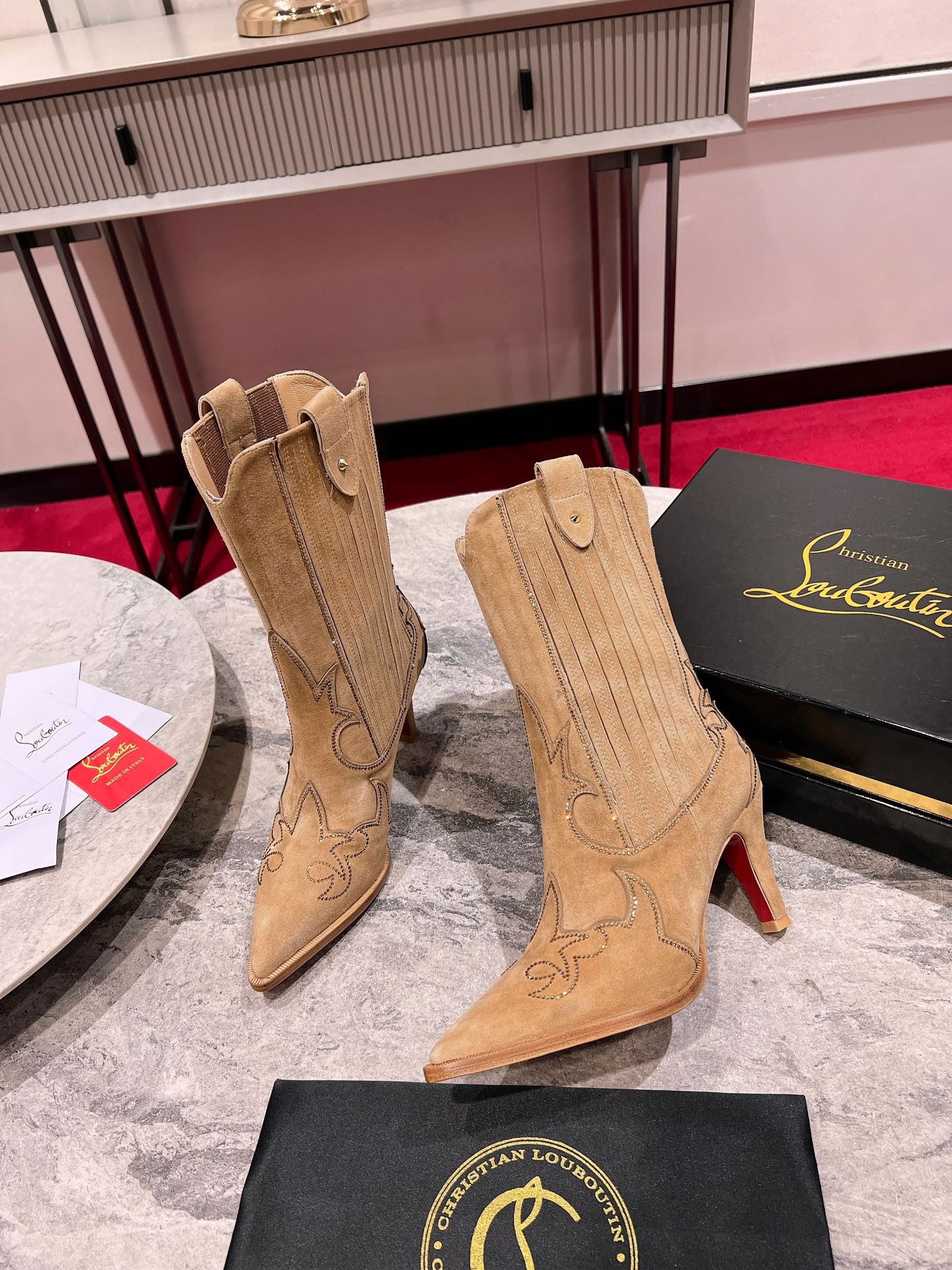 Christian Louboutin Heels Short Suede boots