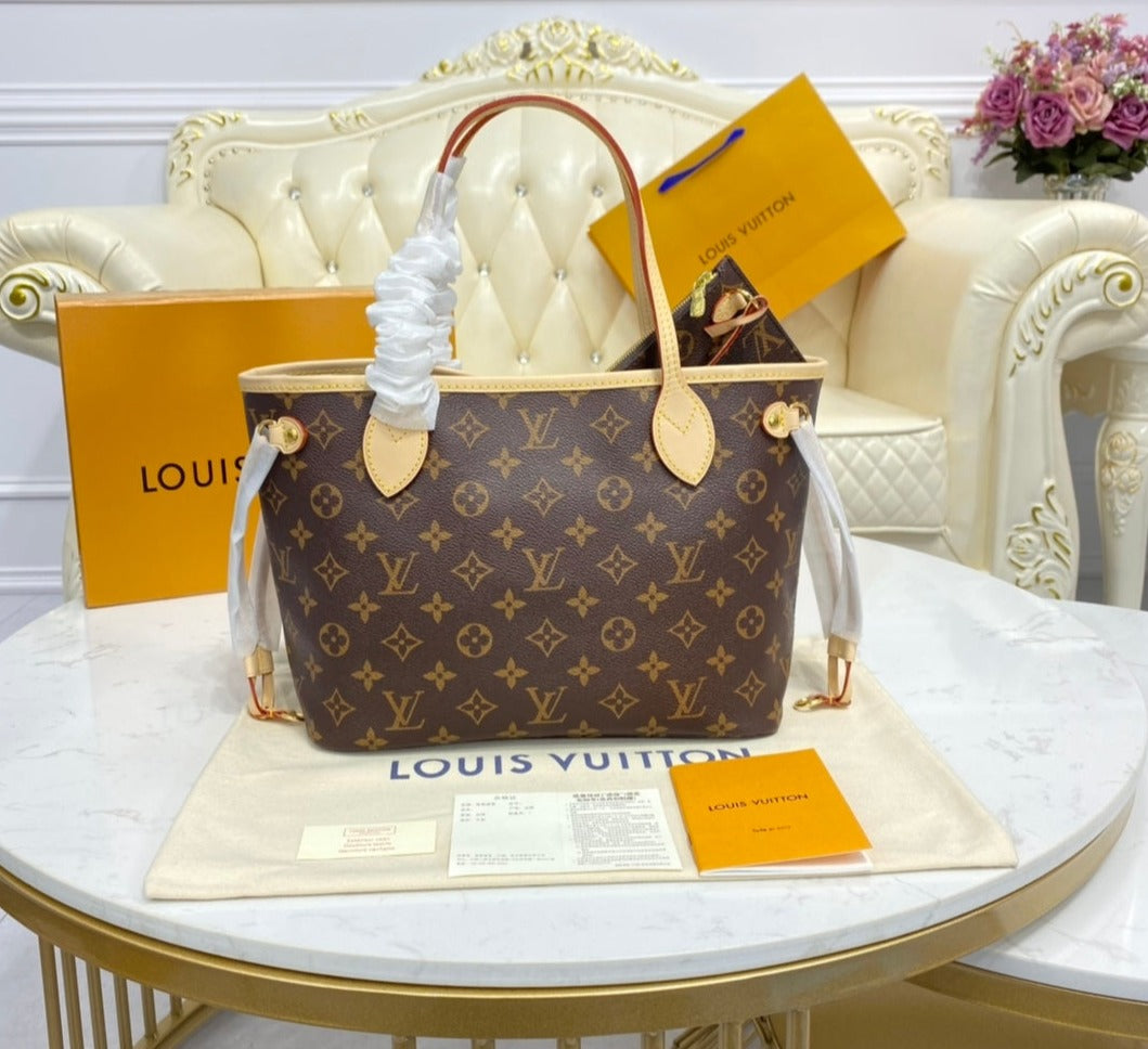 Louis Vuitton Neverfull Monogram,Ebene,Azur leather