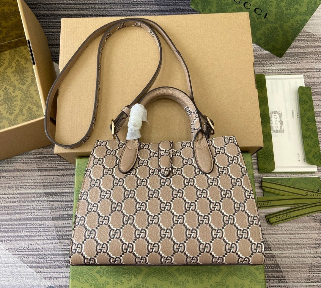 Gucci SMALL TOTE BAG WITH Rosso Ancora leather