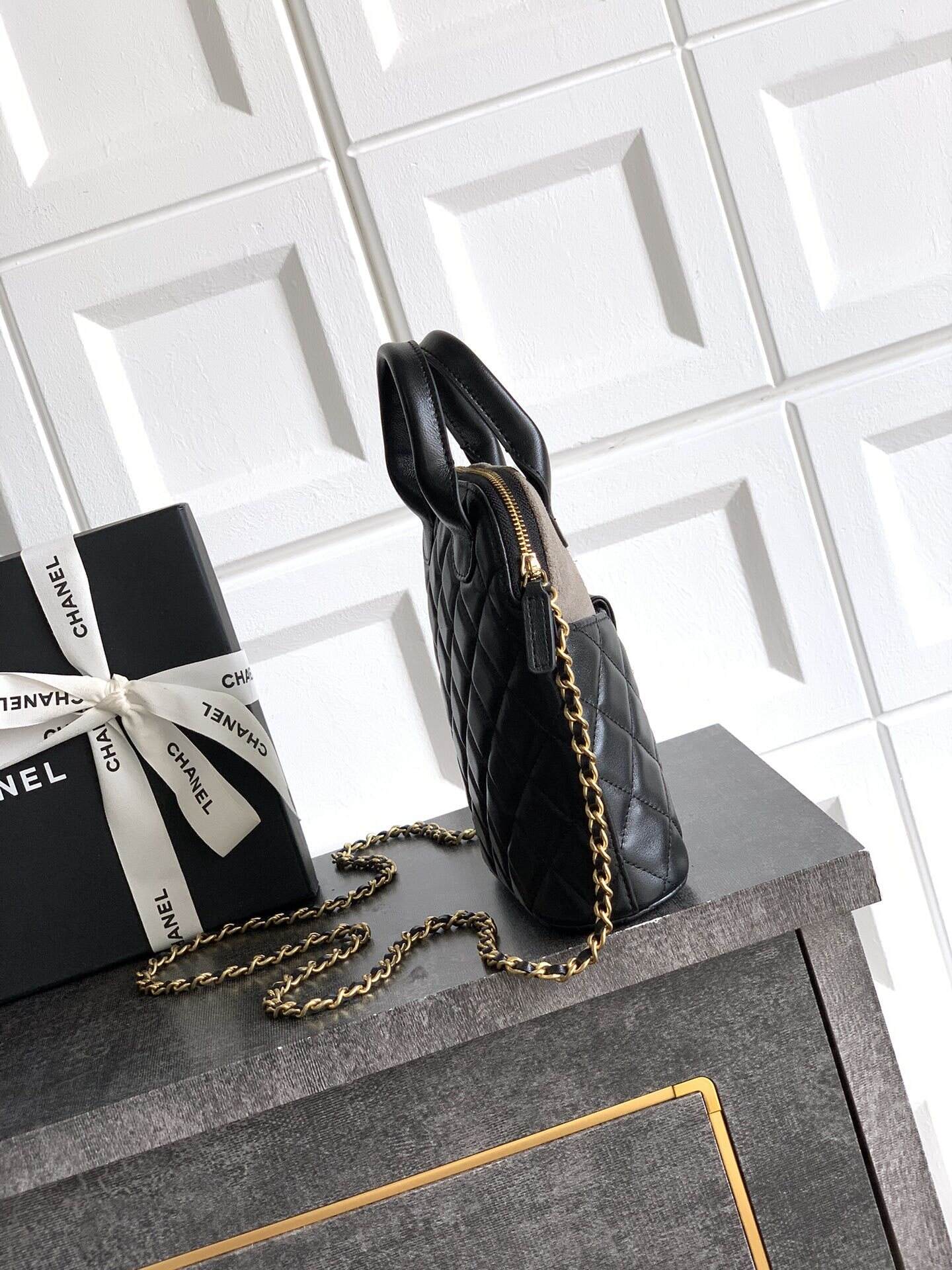 Chanel leather/suede clutch