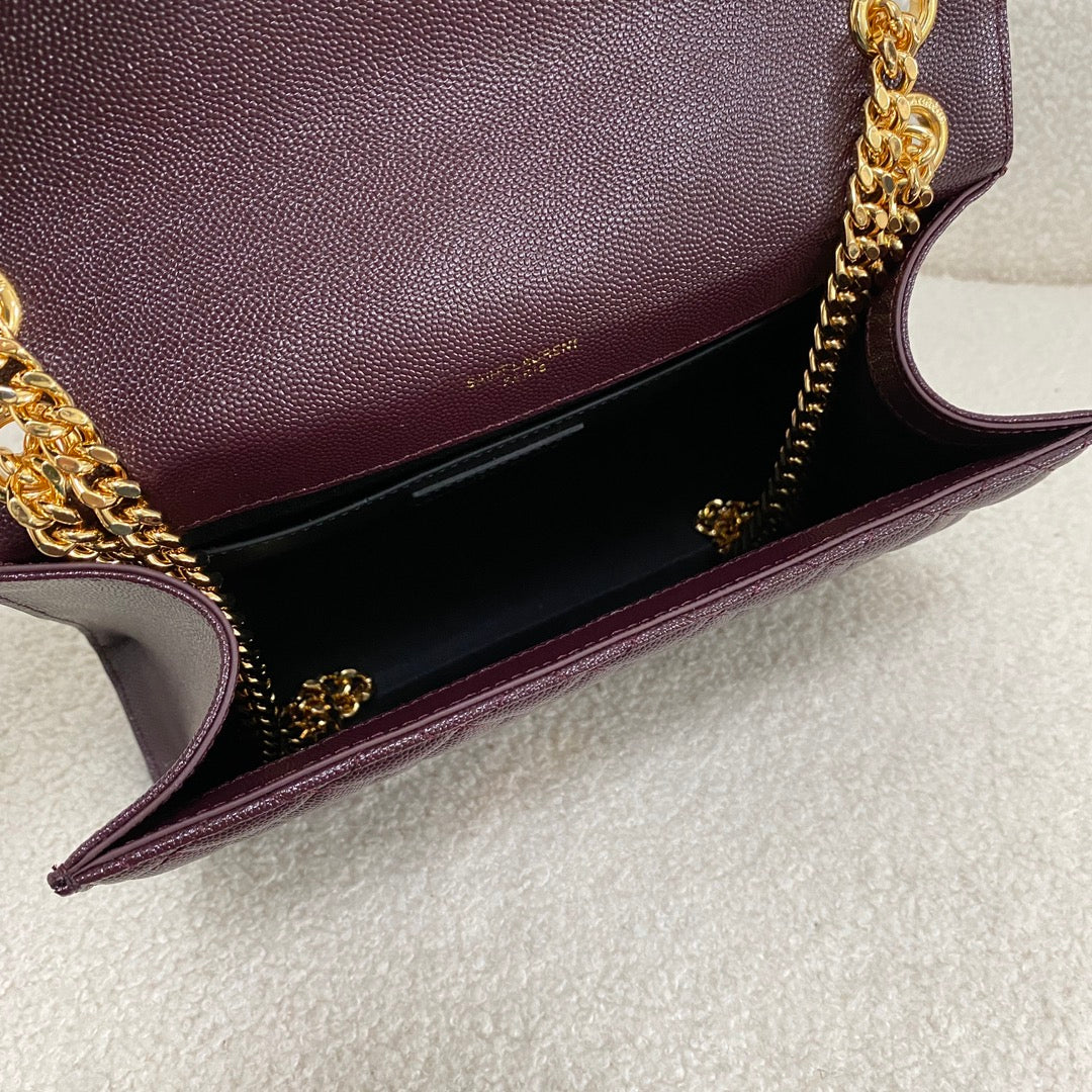 YSL Medium Envelope bag Burgundy color